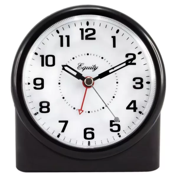 Equity by La Crosse Large 4.72 in. Black Analog Alarm Table Clock with Night Vision Technology