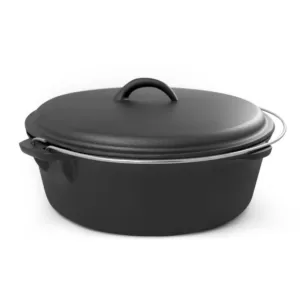 ExcelSteel 6 qt. Round Cast Iron Dutch Oven in Black with Lid