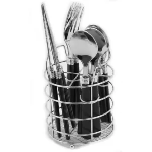Gibson Sensations II 16-Piece with Wire Caddy Black Flatware Set (Service for 4)