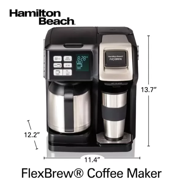 Hamilton Beach Flex Brew 2-Way 10-Cup Black Drip Coffee Maker with Thermal Carafe