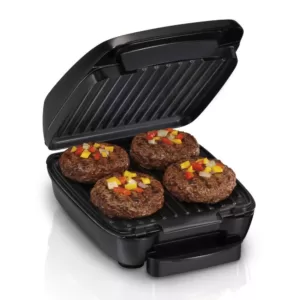 Hamilton Beach 60 sq. in. Black Removable Plate Indoor Grill with Removable Cooking Plates