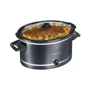 Hamilton Beach 8 Qt. Black Slow Cooker with Temperature Settings and Glass Lid