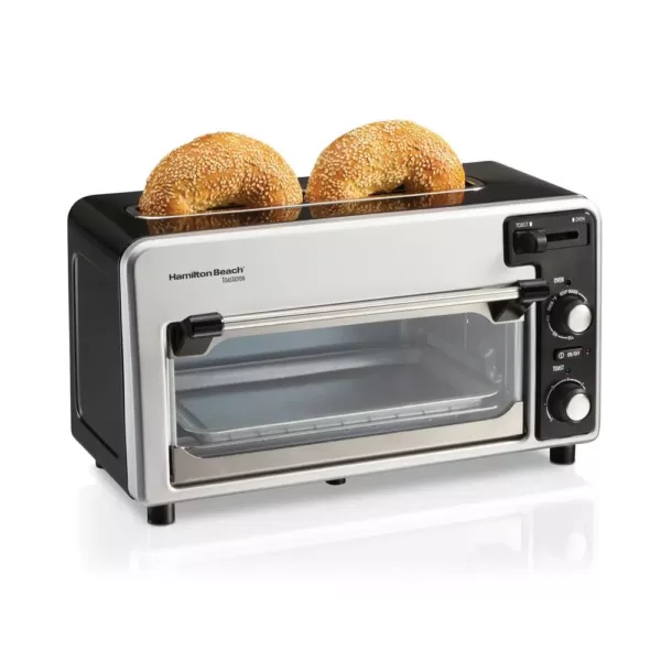 Hamilton Beach Toastation 1300 W 2-Slice Black and Gray Toaster Oven with Top Toasting Slot