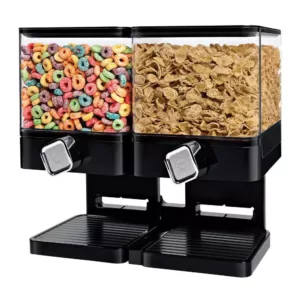 Honey-Can-Do Double Cereal Dispenser with Portion Control, Black