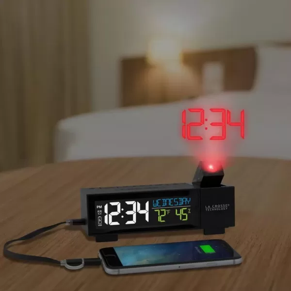 La Crosse Technology Pop-Up Bar Projection Alarm Clock with USB Charging Port