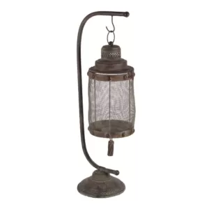 LITTON LANE 28 in. x 8 in. Iron Suspended Cage Candle Holder