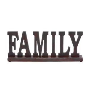 LITTON LANE 20 in. x 8 in. Home and Hearth "FAMILY" Wooden Tabletop Decor