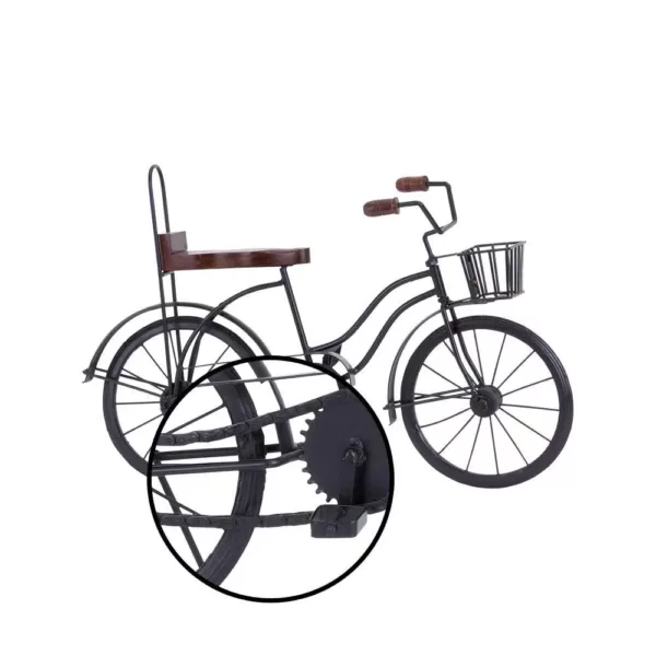 LITTON LANE Black Iron and Brown Wood Vintage Stingray Bicycle Model with Basket