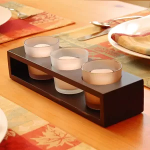 LUMABASE Trio Candle Tray with 3 Glass Votives