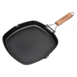 MasterPan 10 in. Cast Aluminum Nonstick Grill Pan in Black with Pour Spout