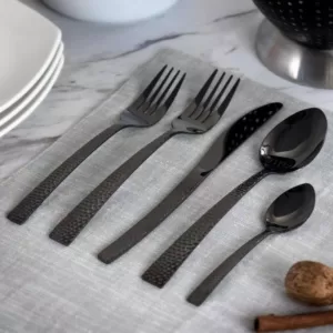 MegaChef Baily 20-Piece Black Stainless Steel Flatware Set (Service for 4)