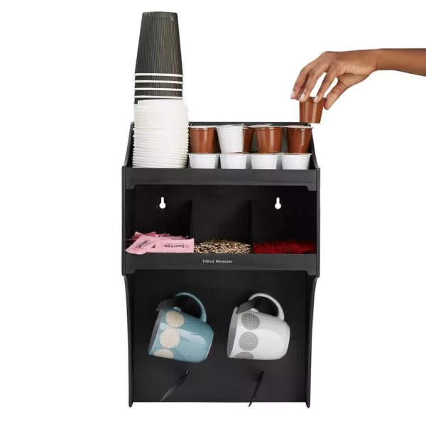 Mind Reader Wall Mount Coffee Condiment Organizer with 4-Hooks