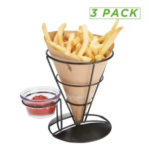 Mind Reader 5.25 in. W x 6.75 in. H x 5.25 in. D Cone Shaped Silver Fry Cone Holder (Set of 3)