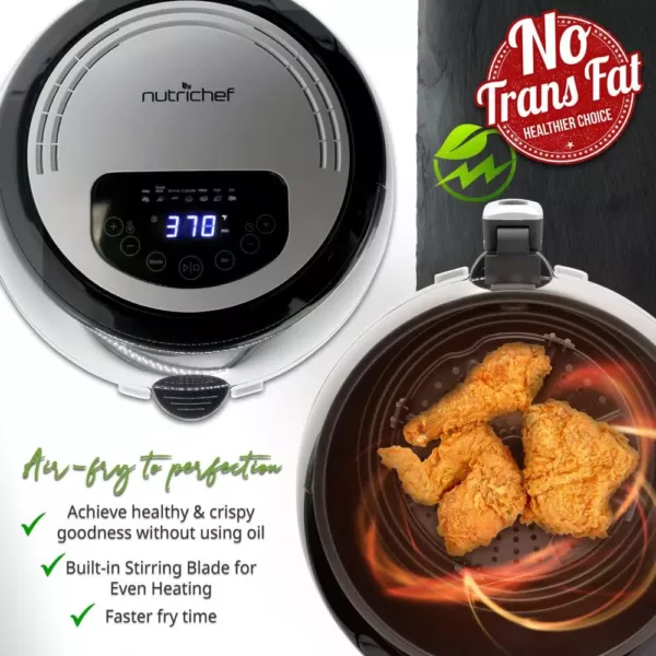 NutriChef Black Countertop Oven Air Fry Cooker Healthy Kitchen Air Fryer Convection Cooking