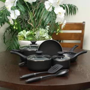 Oster Ashford 10-Piece Aluminum Nonstick Cookware Set in Black
