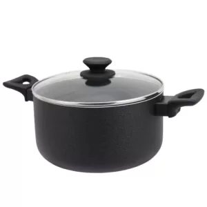 Oster Ashford 6 qt. Round Aluminum Nonstick Dutch Oven in Black with Glass Lid