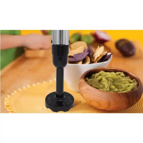 Ovente 6-Speed Hand Blender Potato Masher Attachment, Black