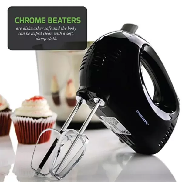 Ovente 5-Speed Ultra Power Hand Mixer with Free Storage Case, Black