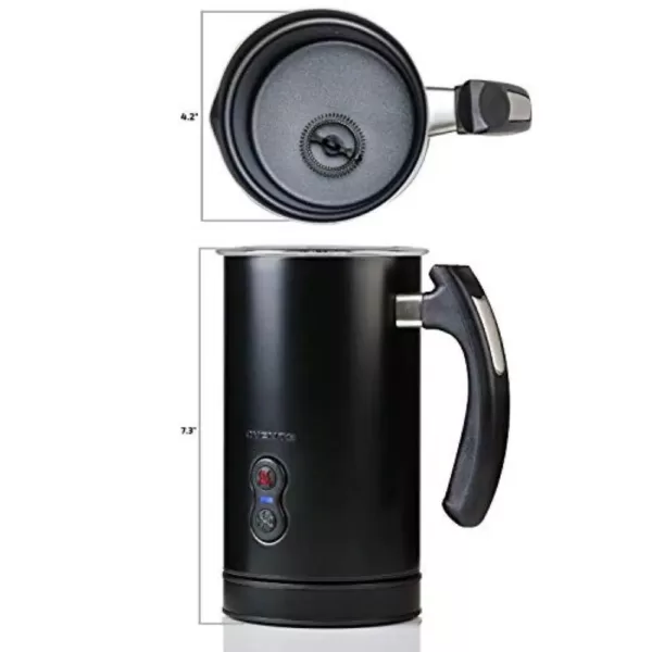 Ovente 8 oz. Black Automatic Electric Milk Frother and Steamer Hot or Cold Froth Functionality Foam Maker and Warmer