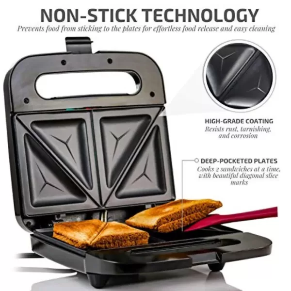 Ovente 2-Slice Electric Sandwich Maker Non Stick Grill, Black (GPS401B)
