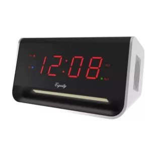 Equity by La Crosse 5.5 in. x 3.15 in. LED Alarm Clock with Bluetooth and USB Port - Red