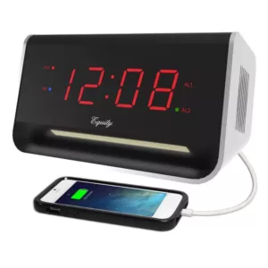 Equity by La Crosse 5.5 in. x 3.15 in. LED Alarm Clock with Bluetooth and USB Port - Red
