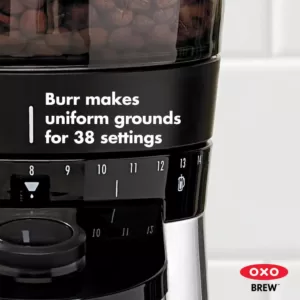 OXO 12 oz. Black Stainless Steel Burr Coffee Grinder with Integrated Scale