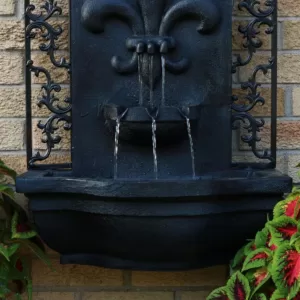 Sunnydaze Decor French Lily Lead Electric Powered Outdoor Wall Fountain