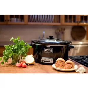 Weston 7 Qt. Programmable Black Slow Cooker with Locking Lid