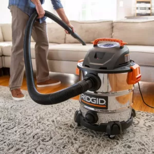 RIDGID 10 Gal. 6.0-Peak HP Stainless Steel Wet/Dry Shop Vacuum with Filter, Hose and Accessories