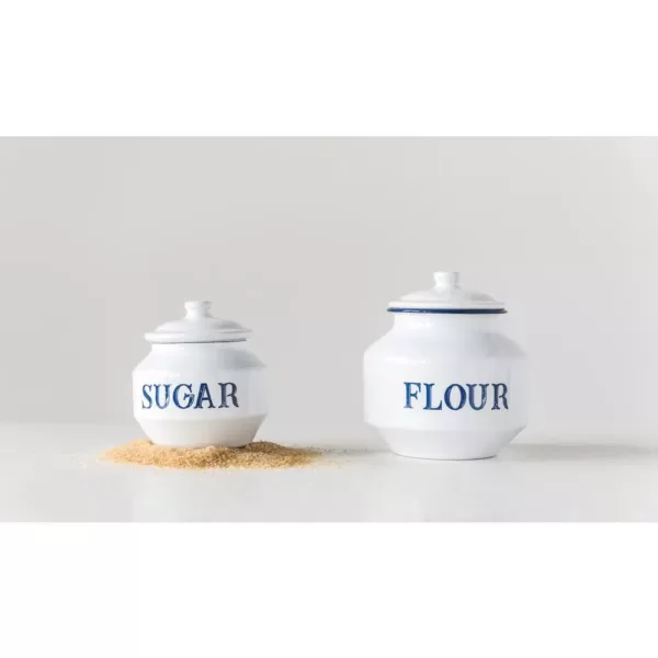 3R Studios Enameled Metal "Flour" Canister with Lid