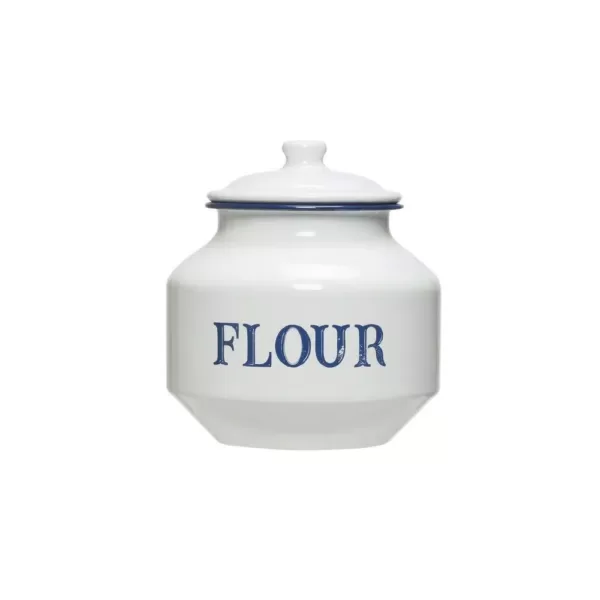 3R Studios Enameled Metal "Flour" Canister with Lid