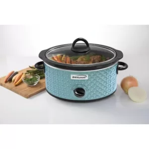Brentwood Appliances Diamond 3.5 Qt. Blue Slow Cooker with Tempered Glass Lid