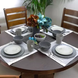 Elama Tahitian Grand 16-Piece Casual Blue Stoneware Dinnerware Set (Service for 4)