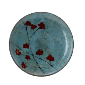 Elama Floral Accents 16-Piece Bohemian Blue Stoneware Dinnerware Set (Service for 4)