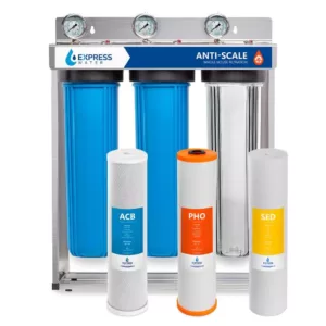 Express Water Express Water 3 Stage Whole House Water Filtration System – Sediment, PHO, Carbon – includes Pressure Gauges and more