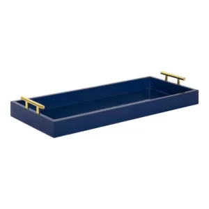 Kate and Laurel Lipton 10 in. x 24 in. Navy Blue Decorative Tray