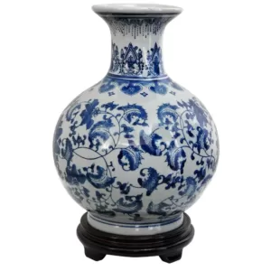 Oriental Furniture Oriental Furniture 12 in. Porcelain Decorative Vase in Blue