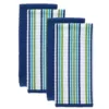 RITZ T-fal Blue Solid and Stripe Cotton Waffle Terry Kitchen Towel (Set of 4)