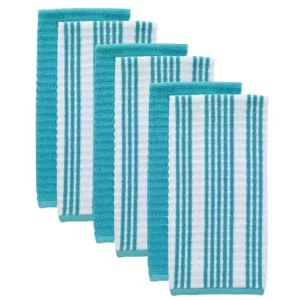 RITZ T-Fal Breeze Solid and Stripe Waffle Cotton Terry Kitchen Dish Towel (Set of 6)
