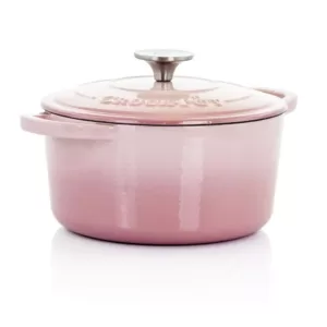 Crock-Pot Artisan 3 qt. Round Cast Iron Nonstick Dutch Oven in Blush Pink with Lid