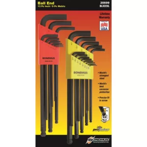 Bondhus Standard and Metric Ball End L-Wrench Sets (22-Piece)