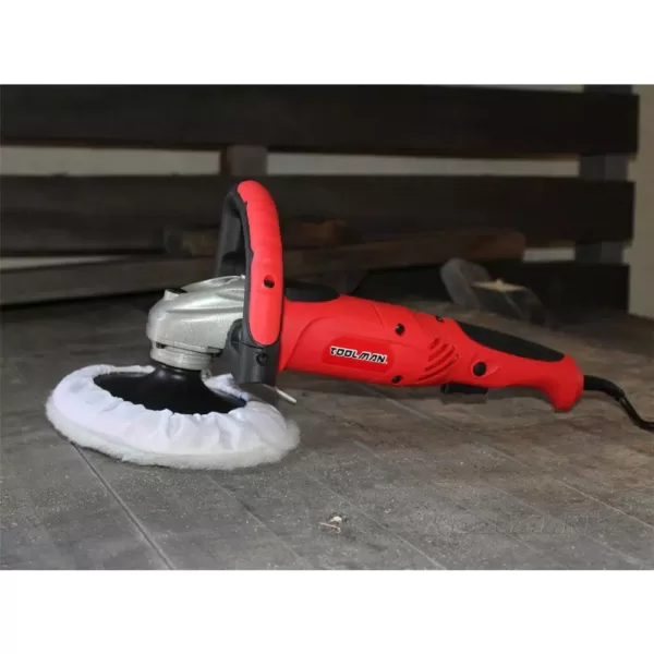 Boyel Living 7.5 Amp Corded 7 in. Variable Speed Power Tool Polishing Buffer Waxer Electric Disc Sander with Wool Pad and Sandpaper