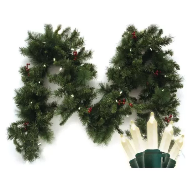 Brite Star 9 ft. Pre-Lit LED Battery Operated Anchorage Fir Garland with Timer