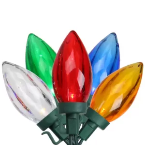 Brite Star 100-Light LED Transparent Multi Color C9 Christmas Lights with Green Wire