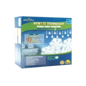 Brite Star 60-Light Pure White LED Icicle Light Set with Snowflake (Set of 2)