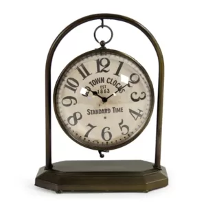 Zentique Pendulum Sphered Distressed Gold Table Clock