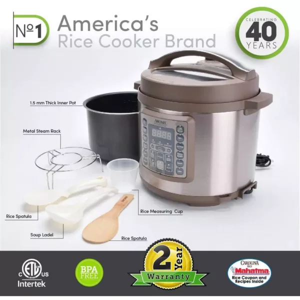 AROMA 4 Qt. Brown Electric Multi-Cooker with Aluminum Pot