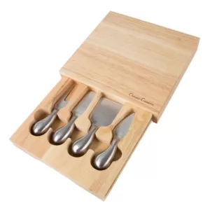 Classic Cuisine 5-Piece Wooden Cheese Board with Stainless Steel Tools