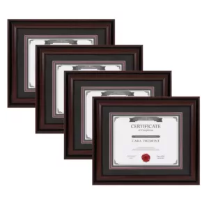 DesignOvation Watson 11x14 matted to 8.5x11 Brown Picture Frame Set of 4
